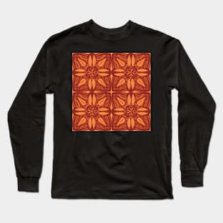 Burnt Summer Mandala Tile - Monochromatic Orange Color Palette Long Sleeve T-Shirt